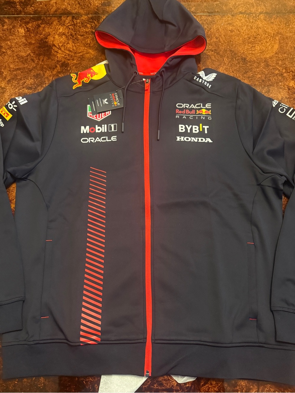 Red Bull Racing Men's Navy Zip Hoodie with Red Trim